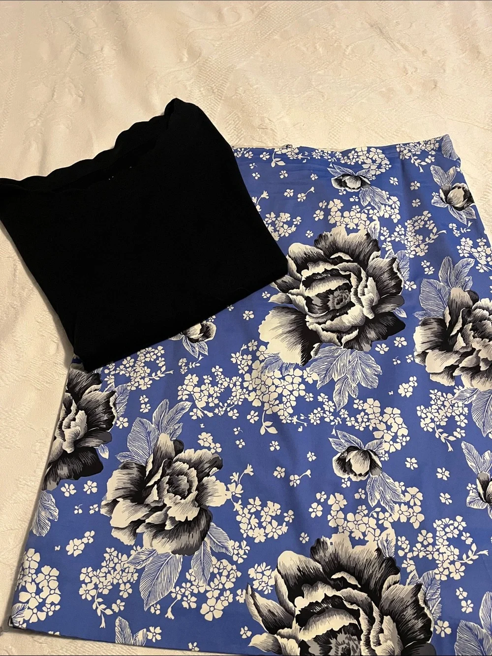Talbots blue and black cotton skirt perfect condition size 12